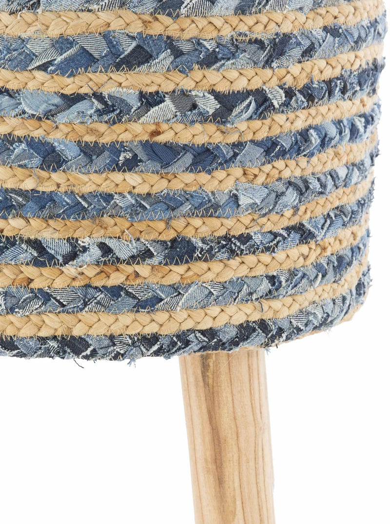 Fermont Hand Crafted Denim Jute Ottoman by Boutique Rugs
