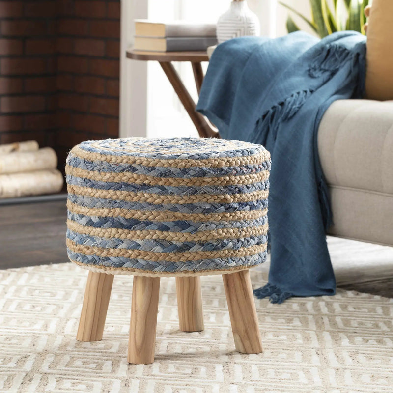 Fermont Hand Crafted Denim Jute Ottoman by Boutique Rugs