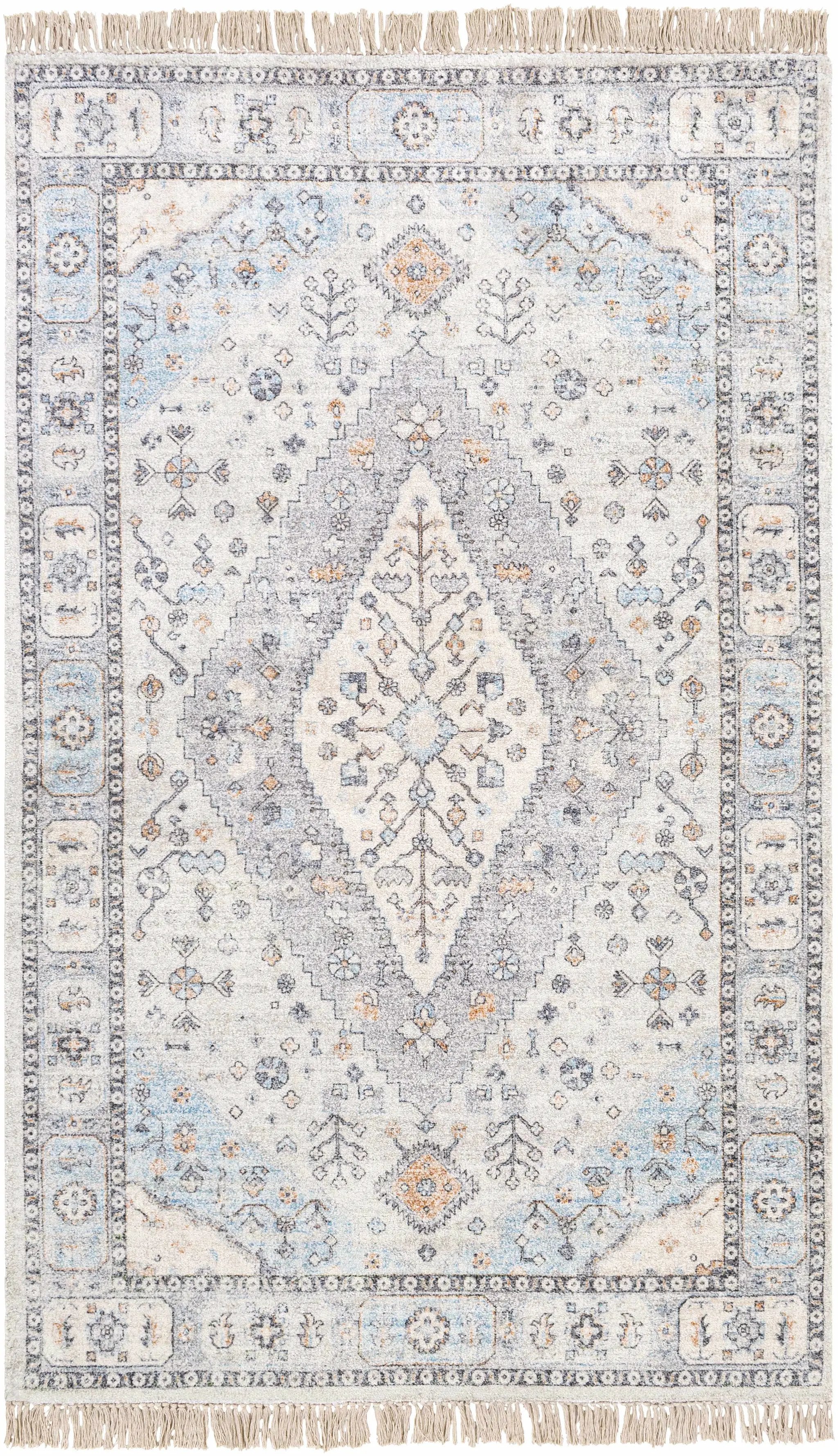 Fernhurst Distressed Beige Viscose&Cotton Rug - Clearance by Boutique Rugs