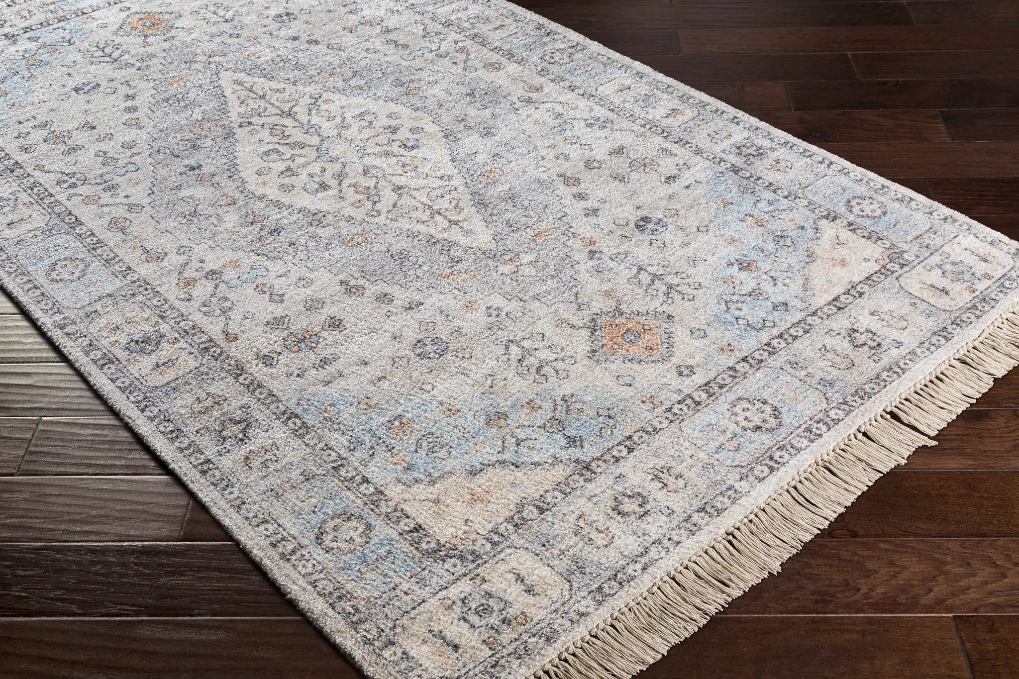 Fernhurst Distressed Beige Viscose&Cotton Rug - Clearance by Boutique Rugs