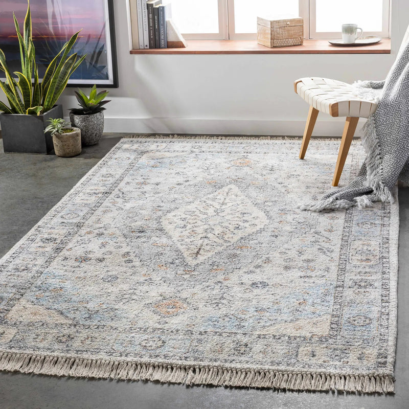 Fernhurst Distressed Beige Viscose&Cotton Rug - Clearance by Boutique Rugs