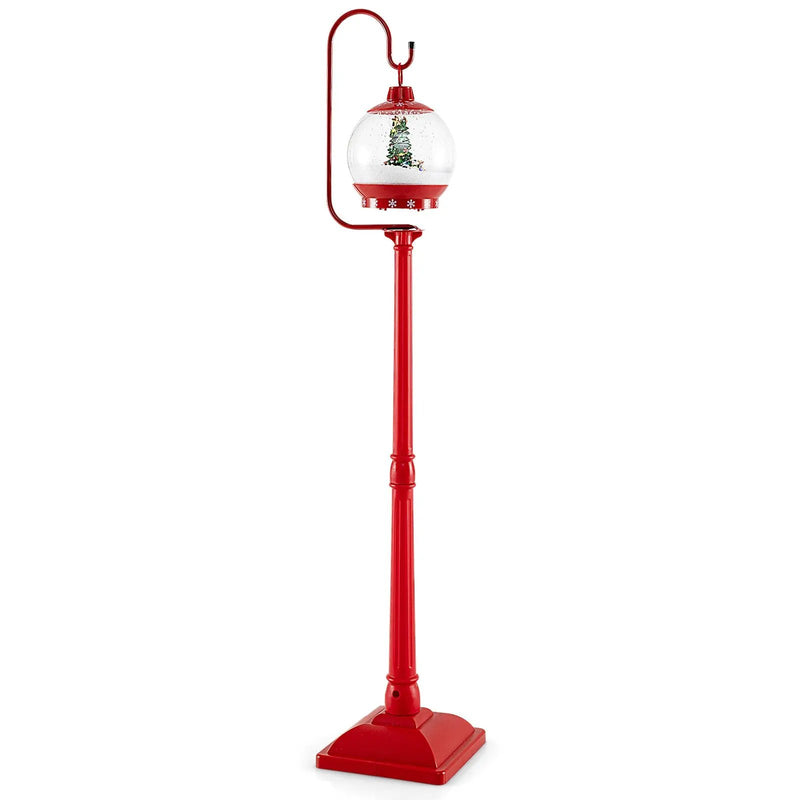 68 Inch Festive Musical Christmas Street Lamp Post with Snow Globe Lantern-Red by DirectDeals