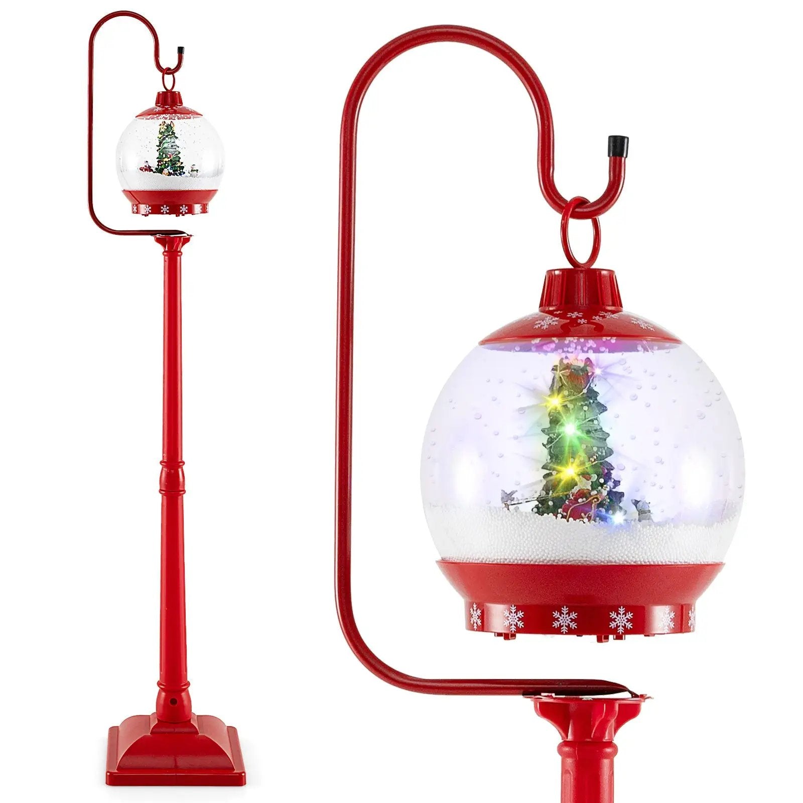 68 Inch Festive Musical Christmas Street Lamp Post with Snow Globe Lantern-Red by DirectDeals