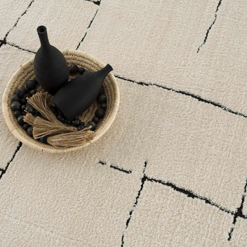 Koume Beige Maze Area Rug by Boutique Rugs