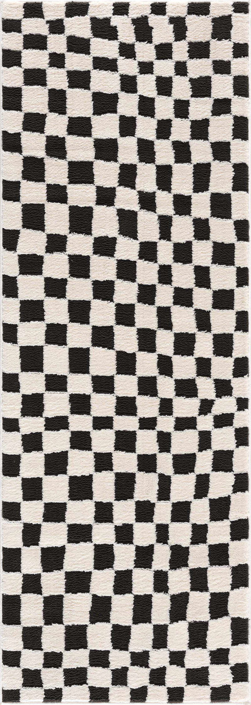 Lajos Black & White Checkered Plush Rug by Boutique Rugs