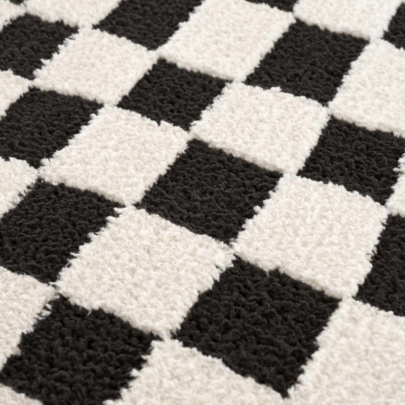 Lajos Black & White Checkered Plush Rug by Boutique Rugs