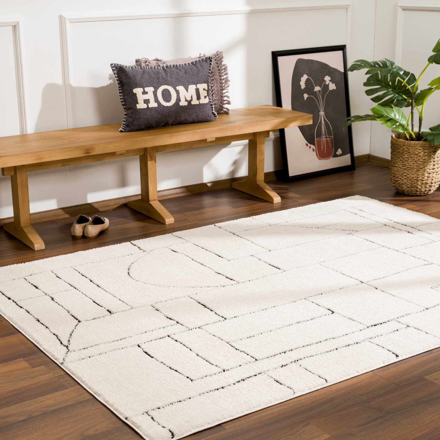 Keats Black & White Area Rug by Boutique Rugs