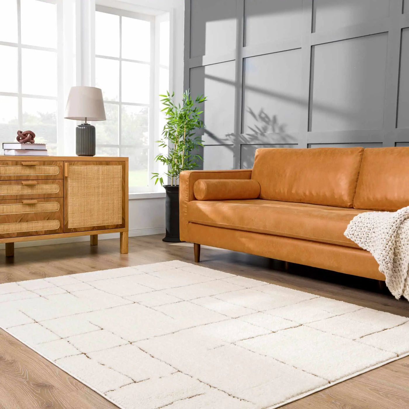 Koume Ivory & Brown Area Rug by Boutique Rugs