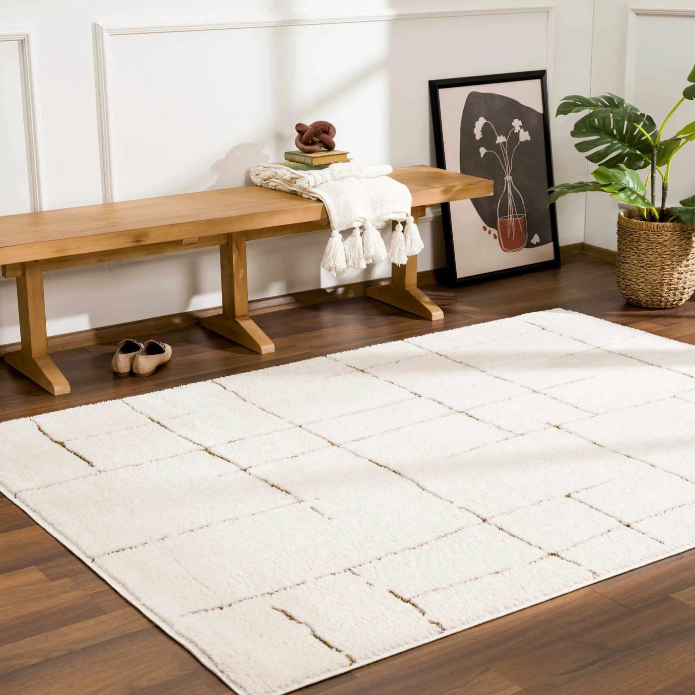 Koume Ivory & Brown Area Rug by Boutique Rugs