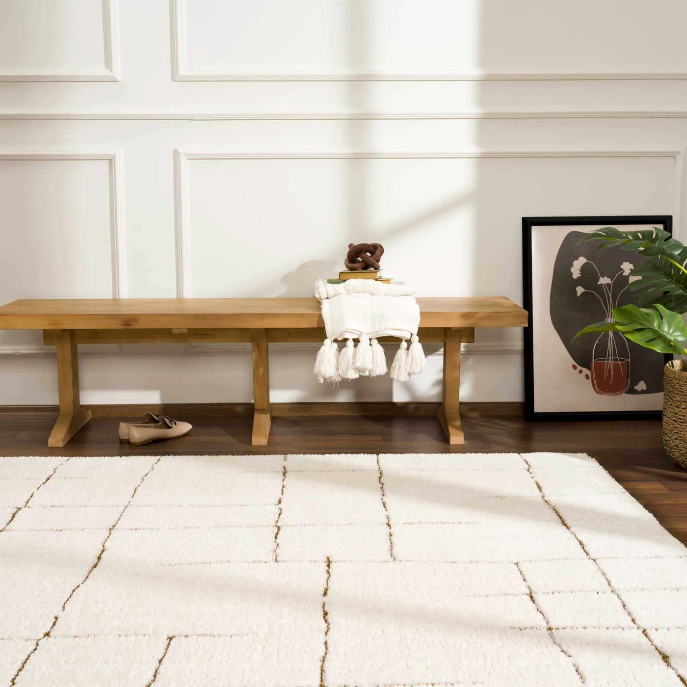 Koume Ivory & Brown Area Rug by Boutique Rugs