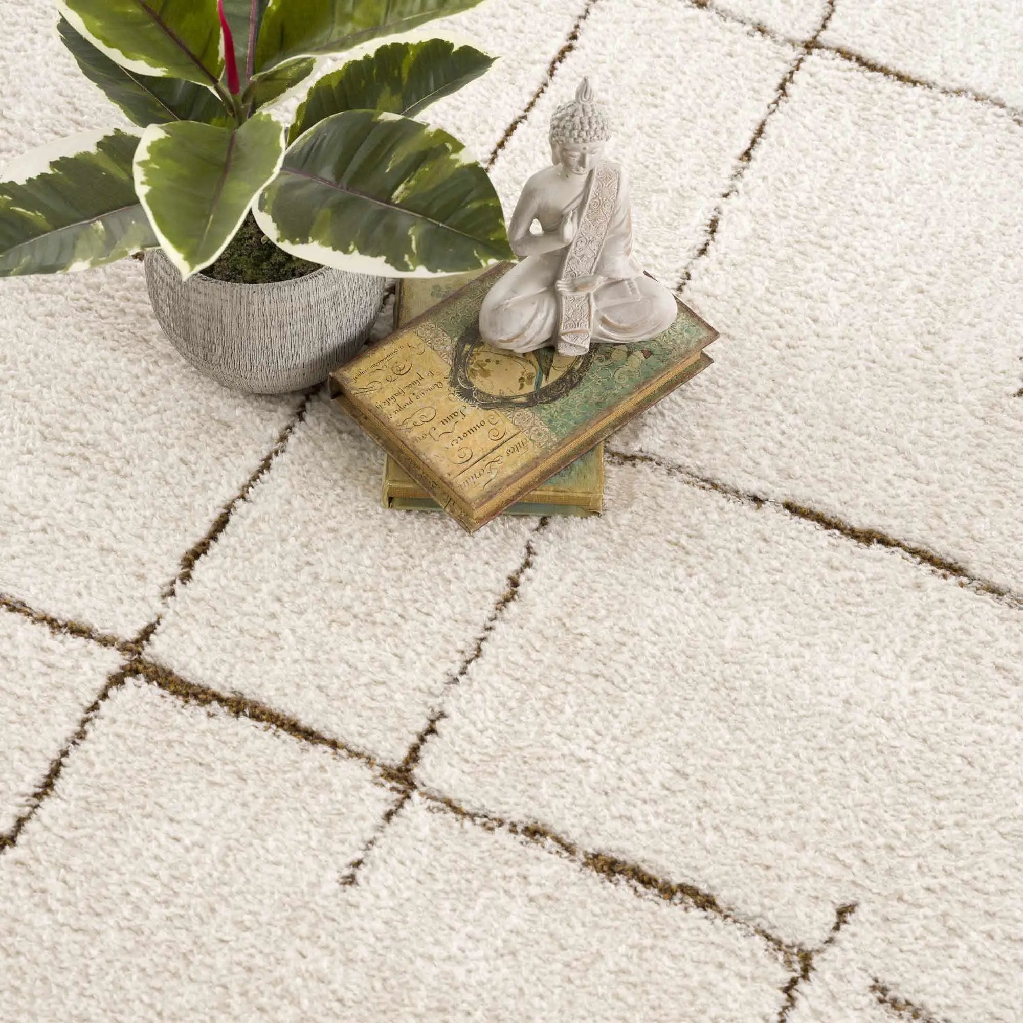 Koume Ivory & Brown Area Rug by Boutique Rugs