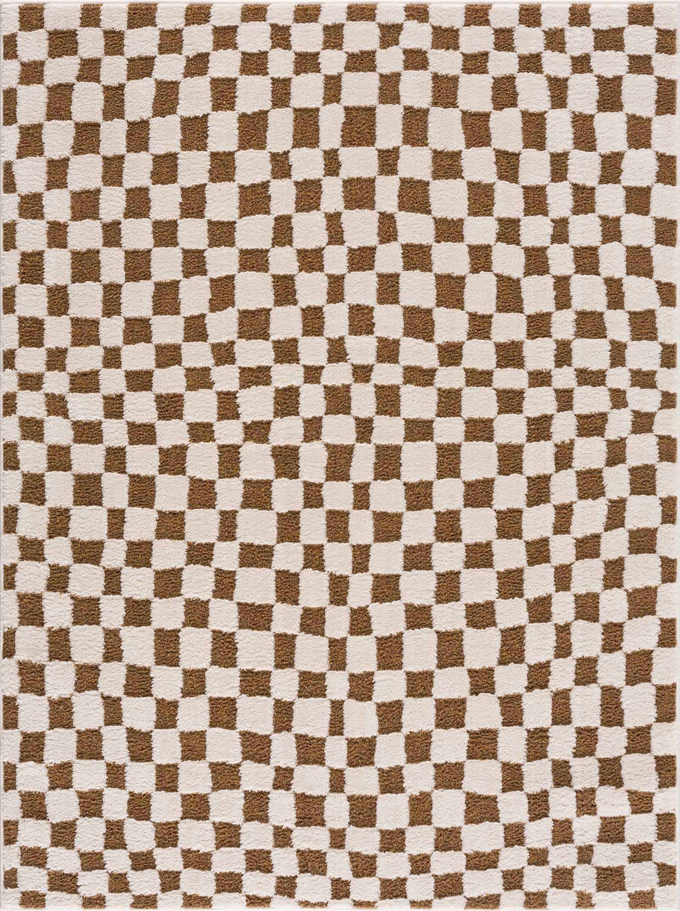 Lajos Brown Checkered Shag Rug - Clearance by Boutique Rugs