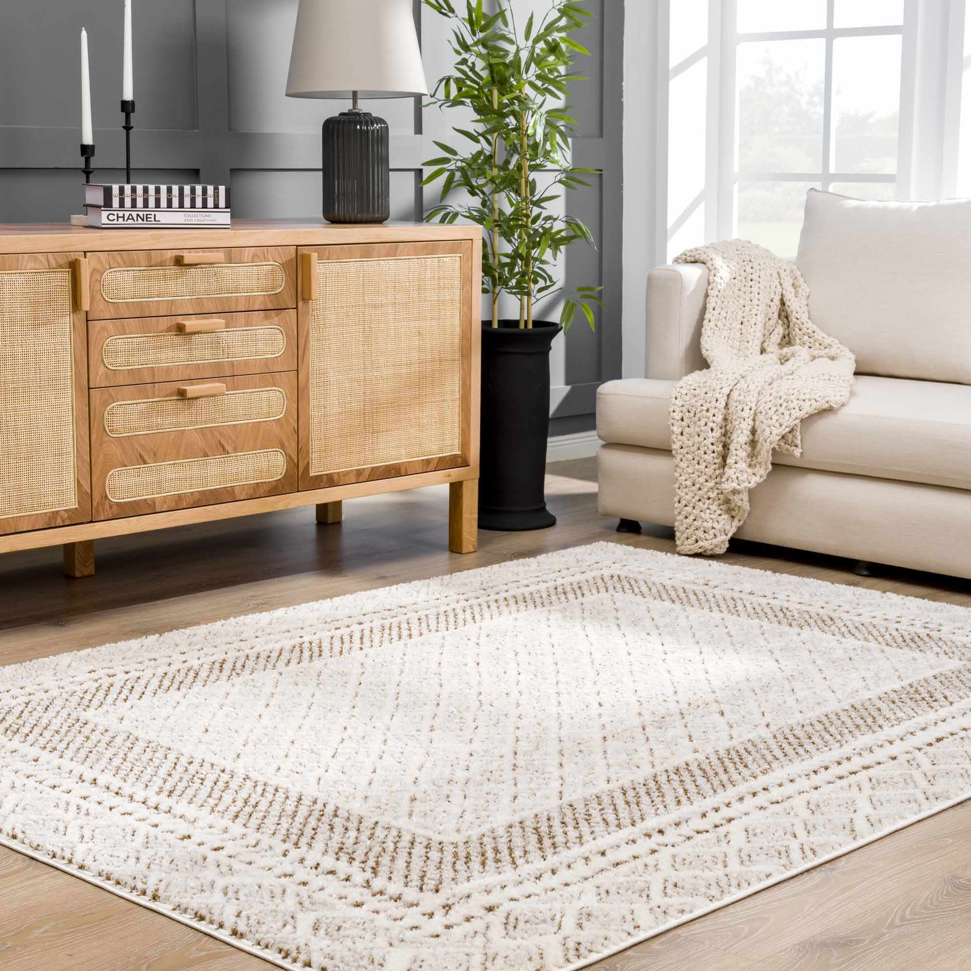Julio Scandi Boho Area Rug - Brown by Boutique Rugs