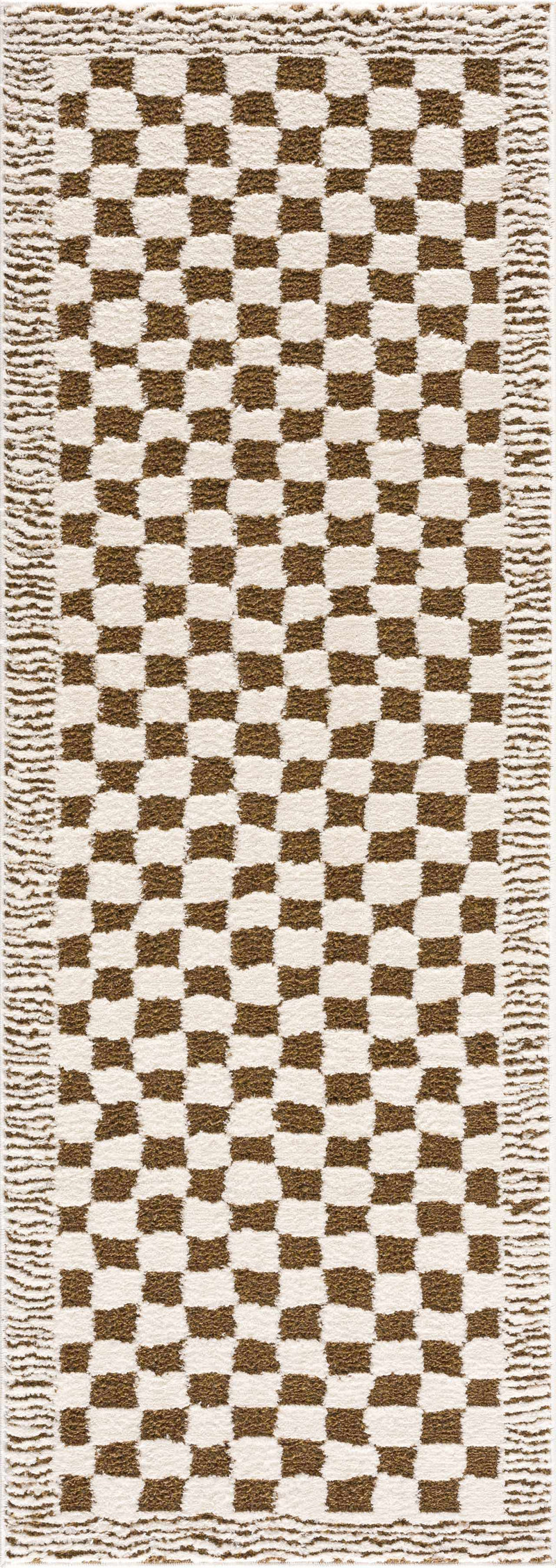 Leryn Brown Checkered Plush Rug by Boutique Rugs