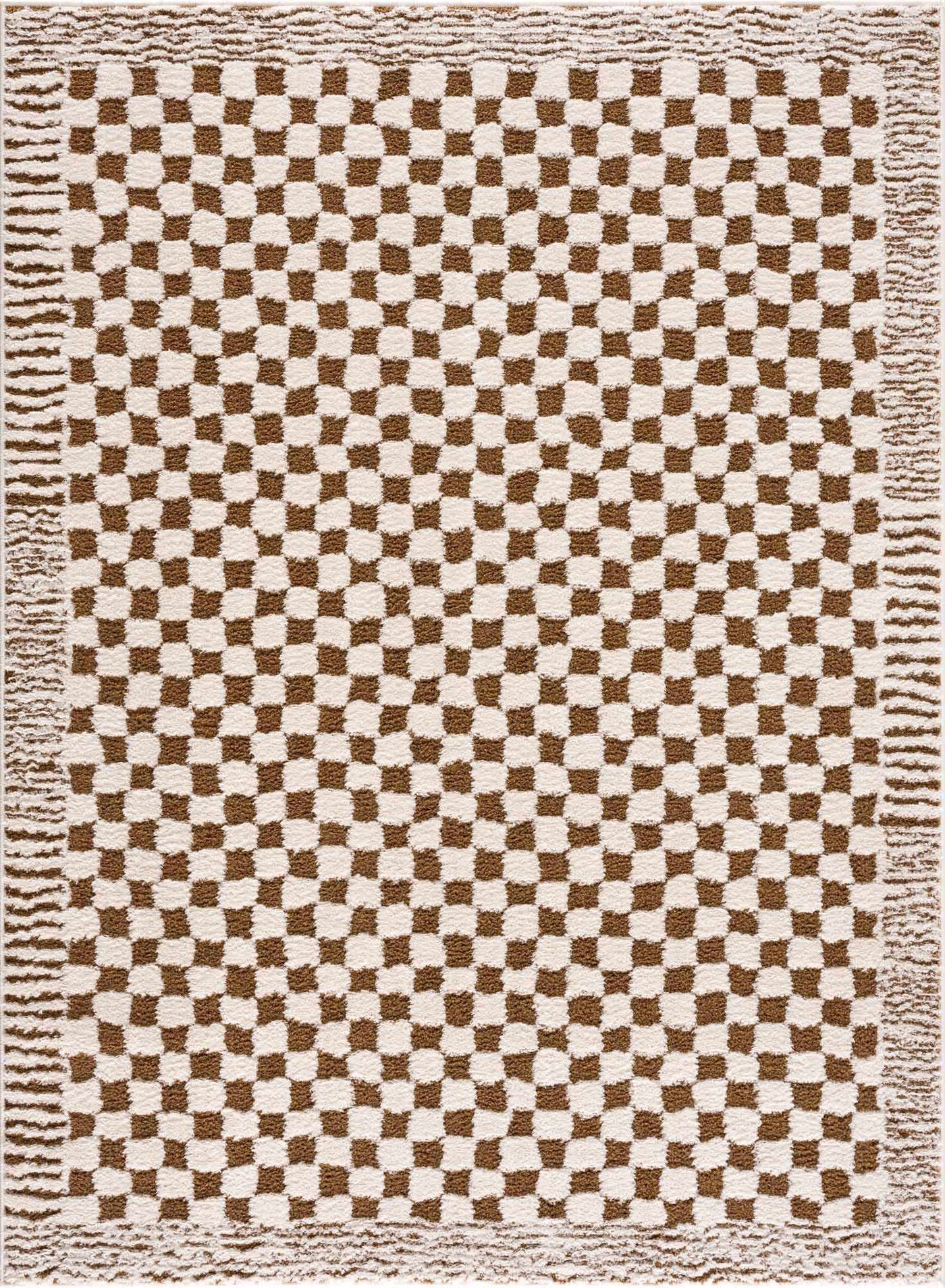 Leryn Brown Checkered Plush Rug by Boutique Rugs