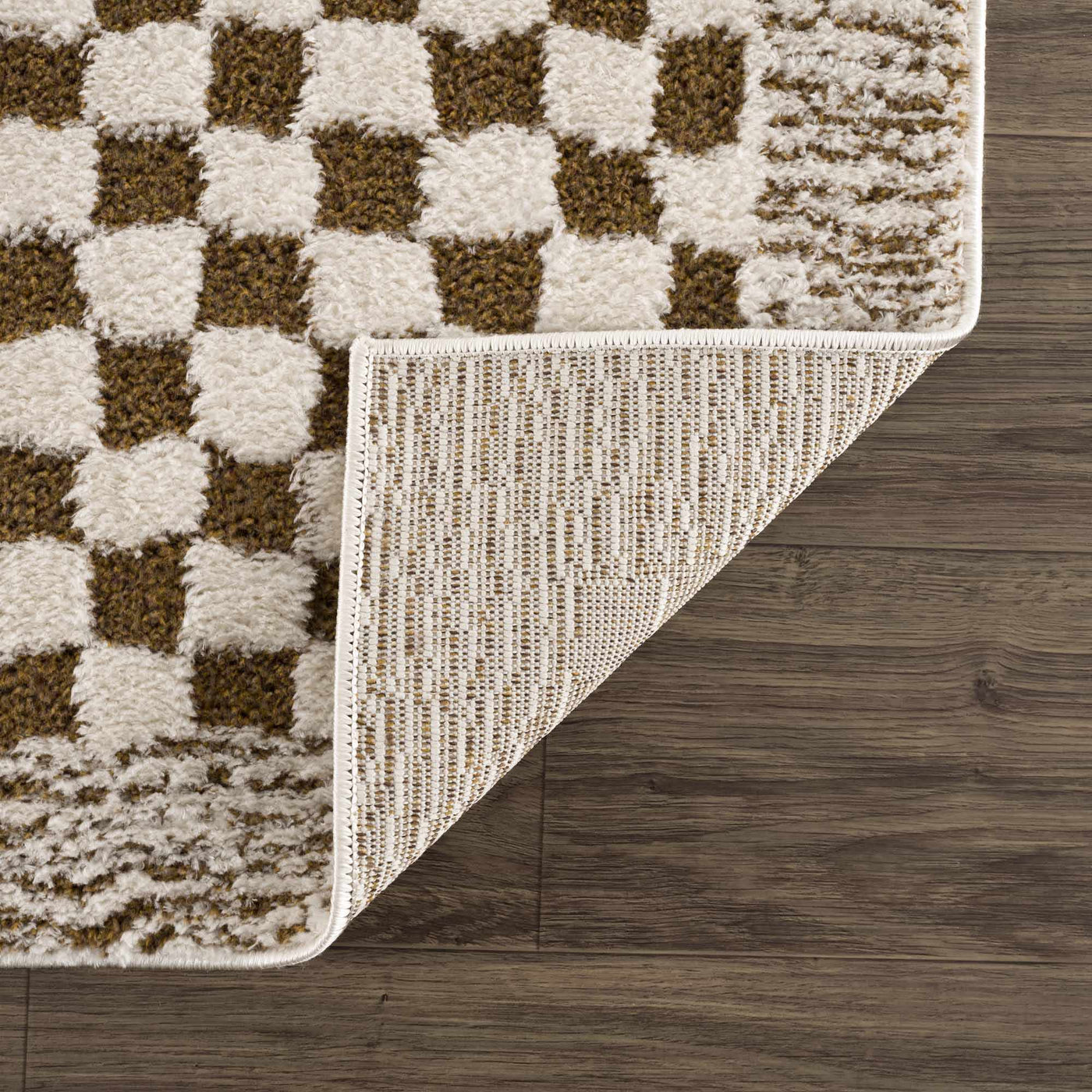 Leryn Brown Checkered Plush Rug by Boutique Rugs