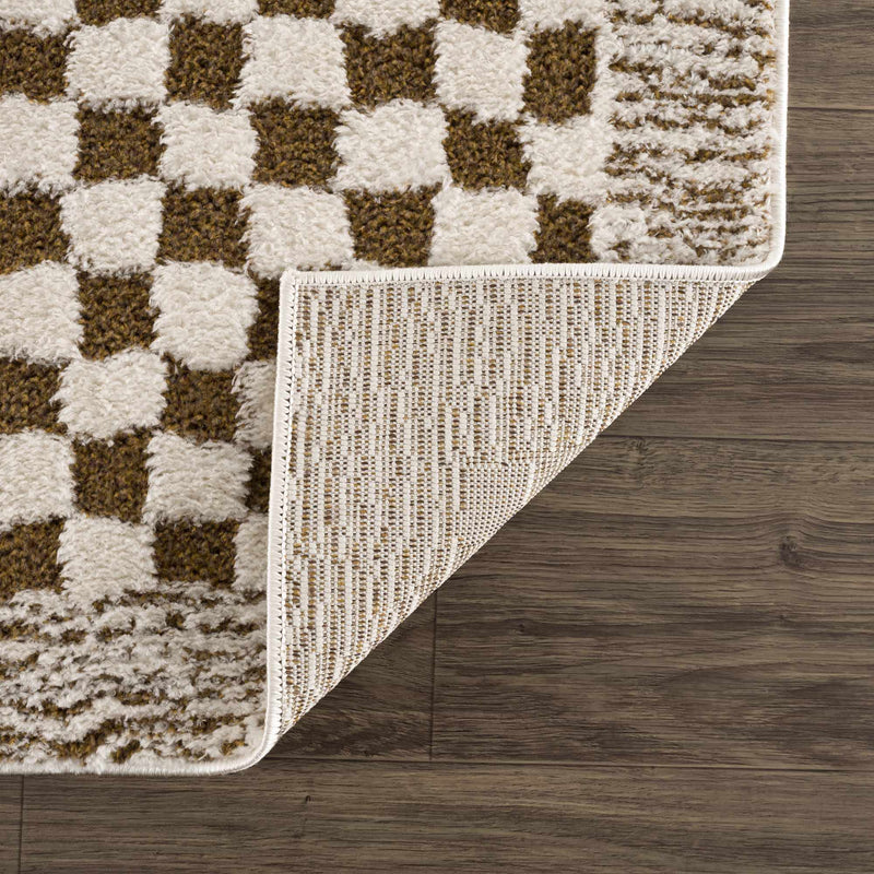 Leryn Brown Checkered Plush Rug by Boutique Rugs