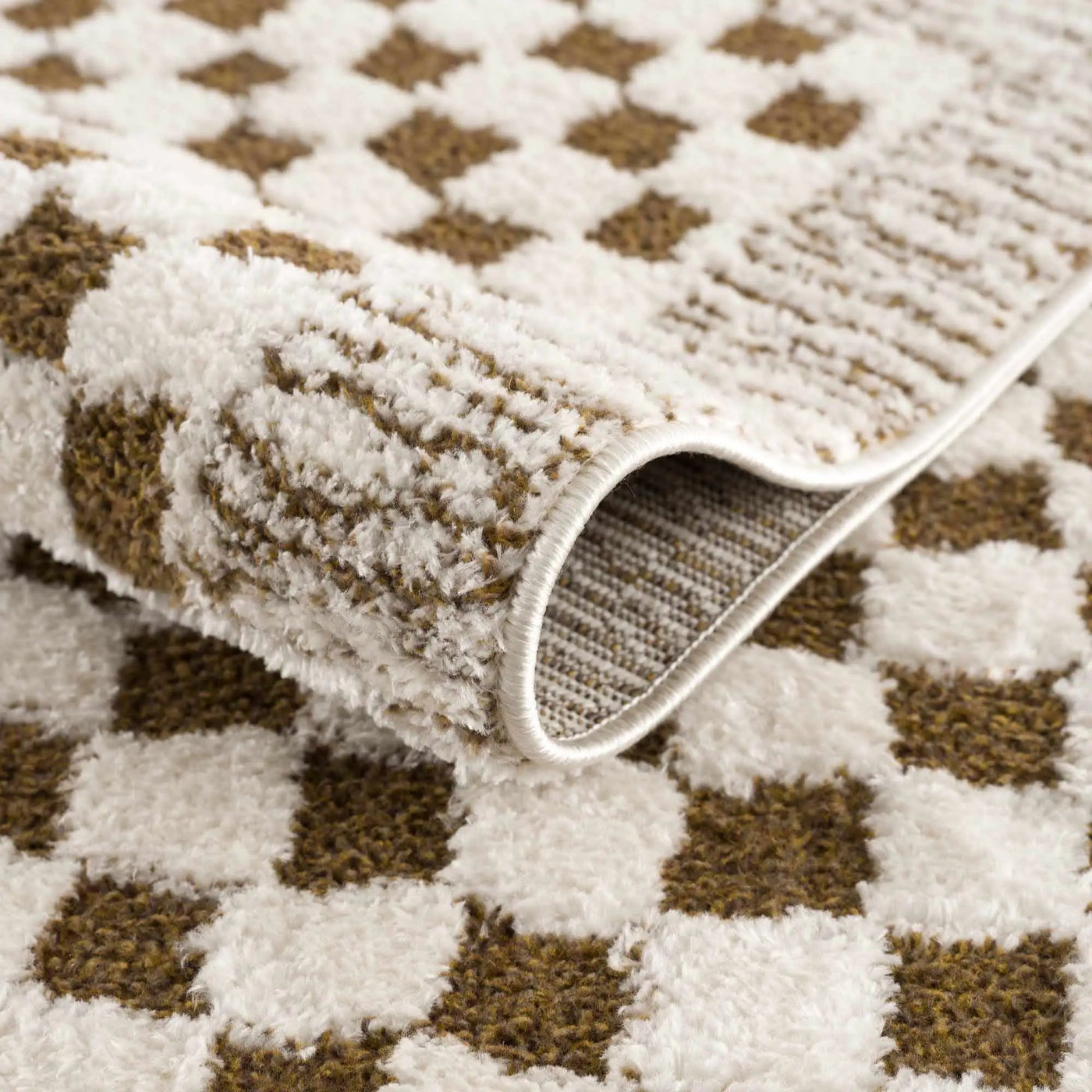 Leryn Brown Checkered Plush Rug by Boutique Rugs