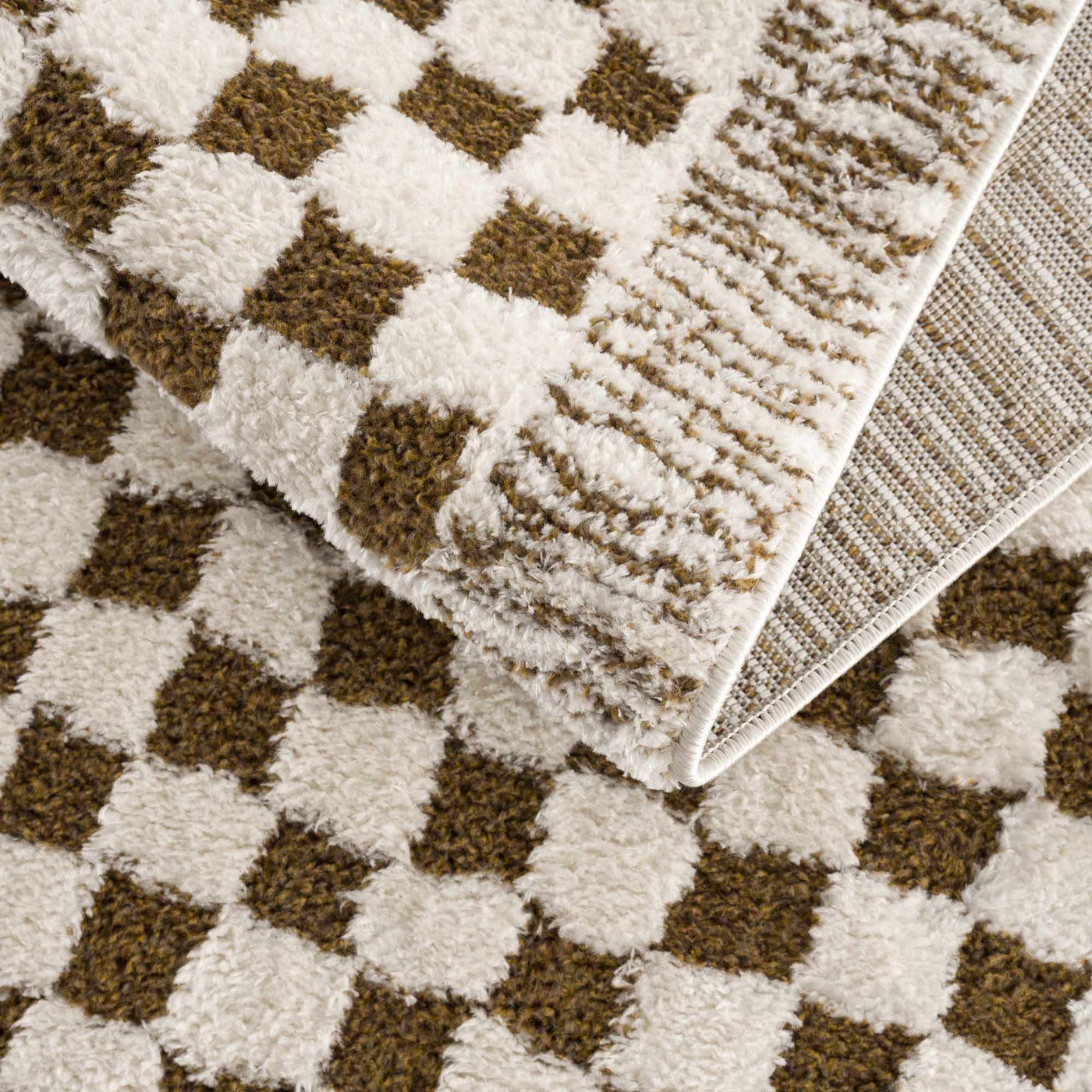 Leryn Brown Checkered Plush Rug by Boutique Rugs