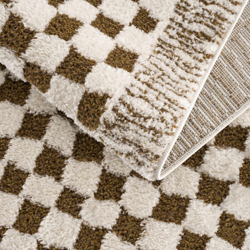 Leryn Brown Checkered Plush Rug by Boutique Rugs