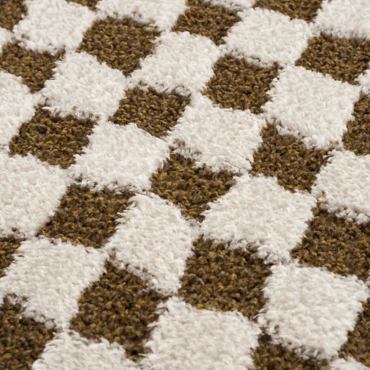 Leryn Brown Checkered Plush Rug by Boutique Rugs
