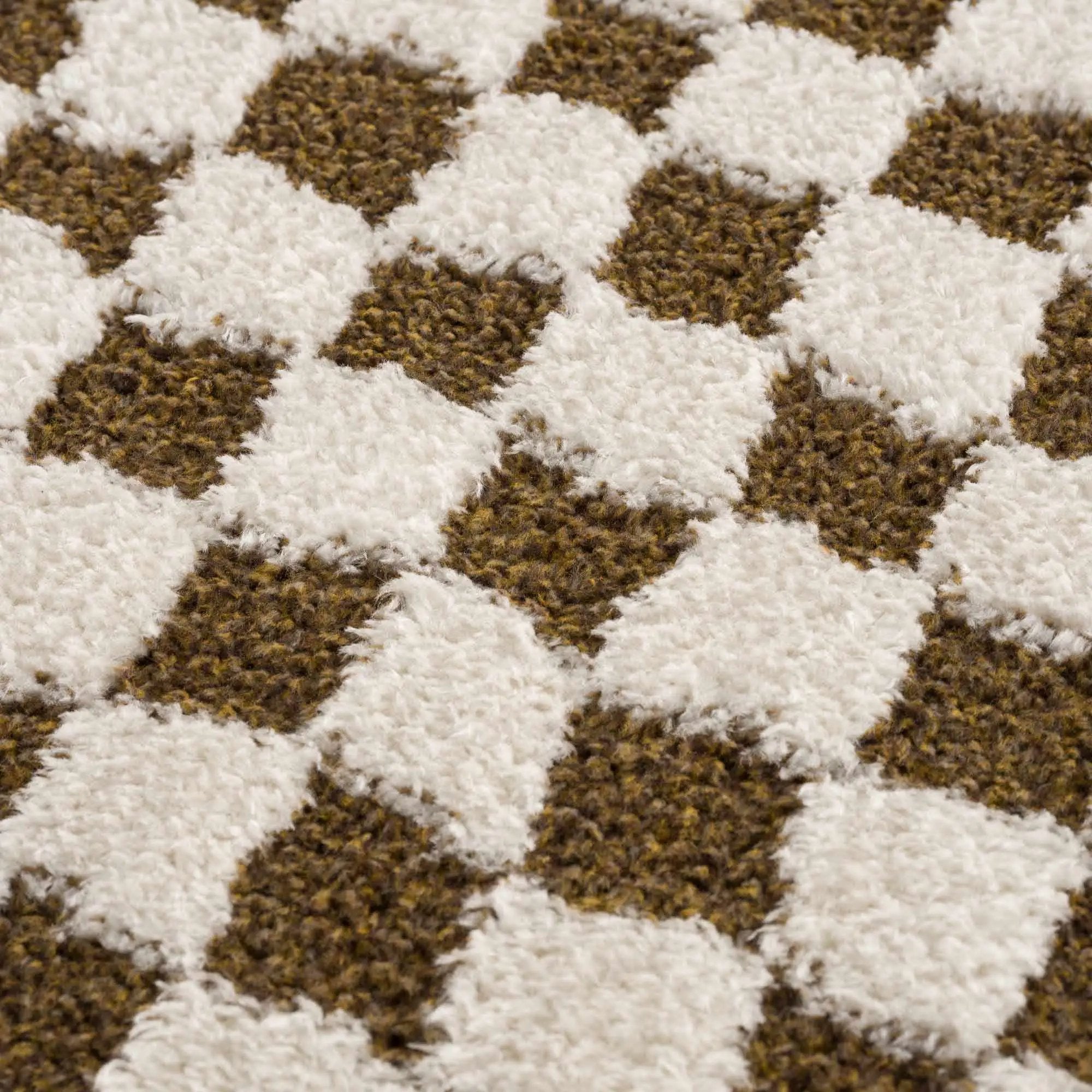 Leryn Brown Checkered Plush Rug by Boutique Rugs