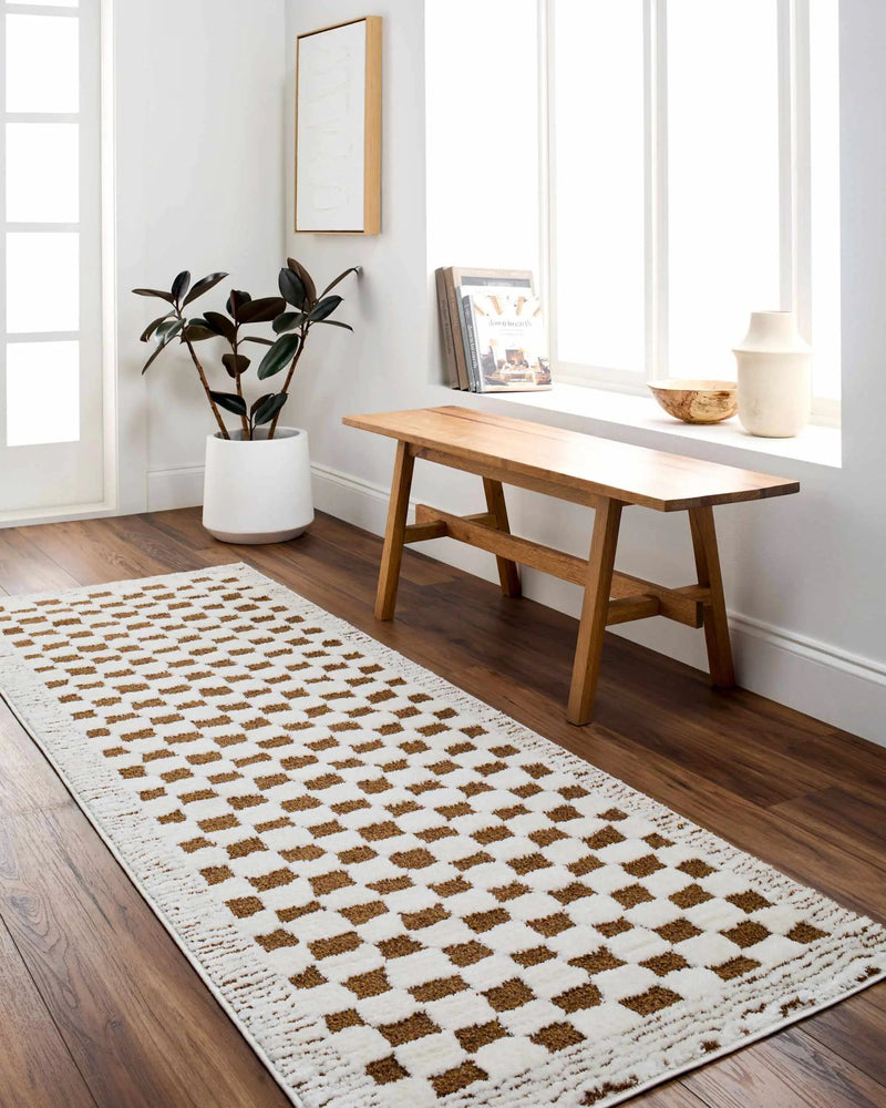 Leryn Brown Checkered Plush Rug
