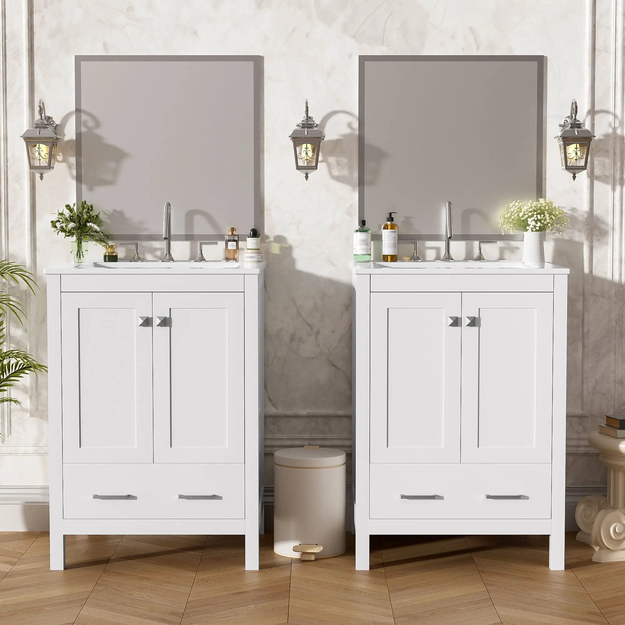 Bathroom Vanity With Integrated Undermount Ceramic Sink, 2 Doors And 1 Drawer, Soft Close Hinges by Unique Piece Furniture