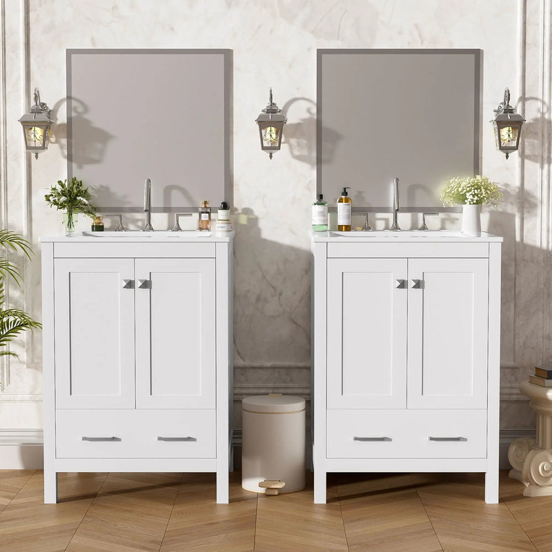 Bathroom Vanity With Integrated Undermount Ceramic Sink, 2 Doors And 1 Drawer, Soft Close Hinges by Unique Piece Furniture