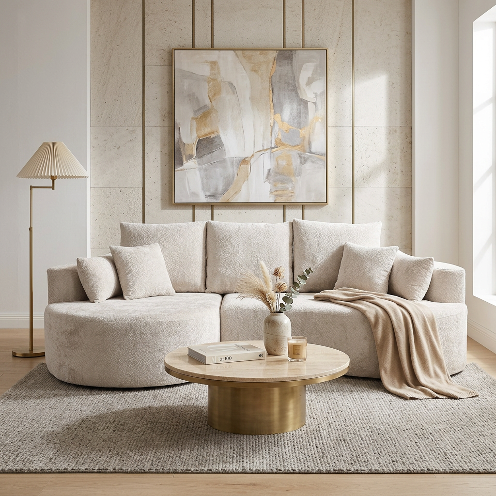 106 In. 2-Piece Fabric Cloud Curved Sectional Sofa, photo 4 of 8