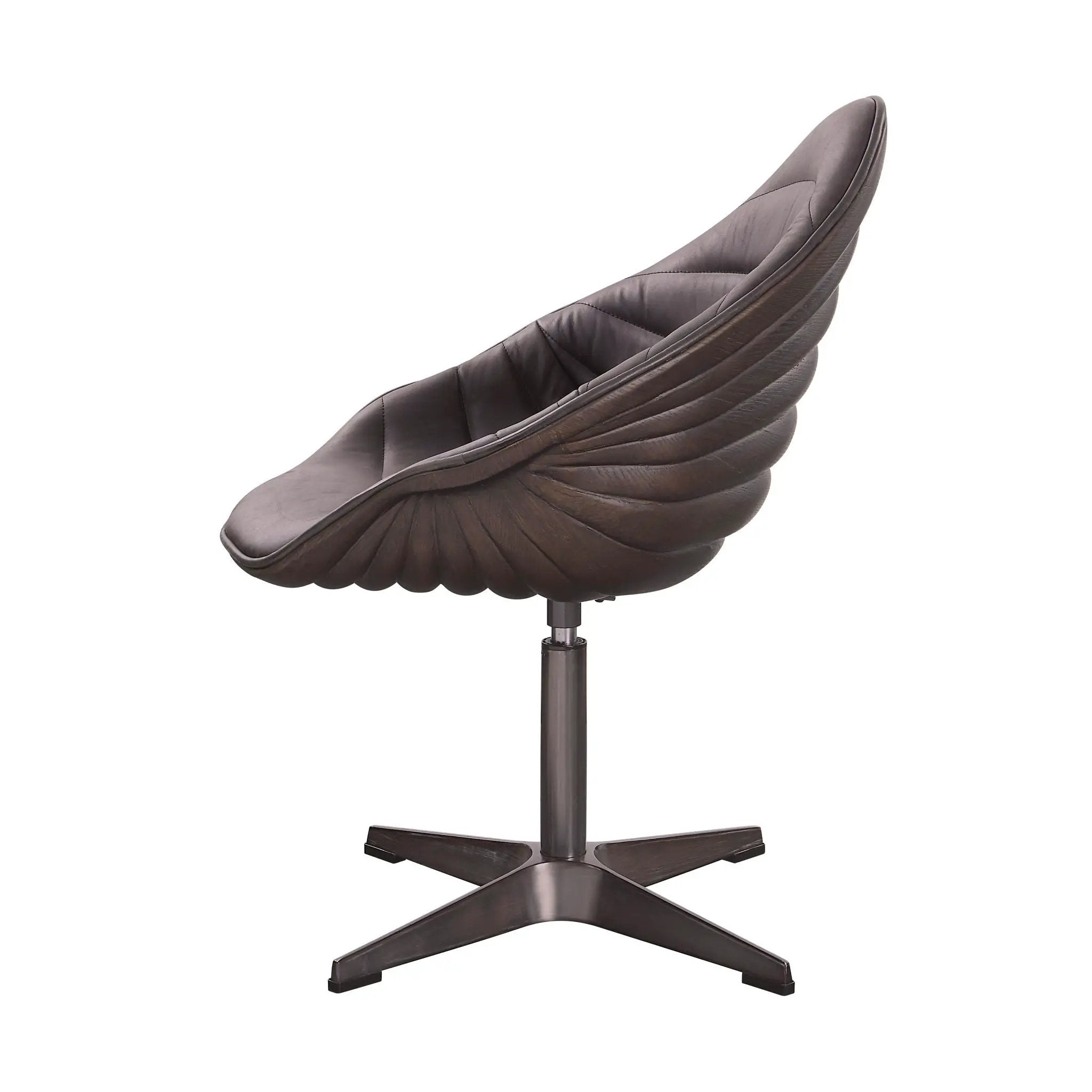 Pipino - Top Grain Leather Accent Chair With Swivel - Antique Ebony by Unique Piece Furniture