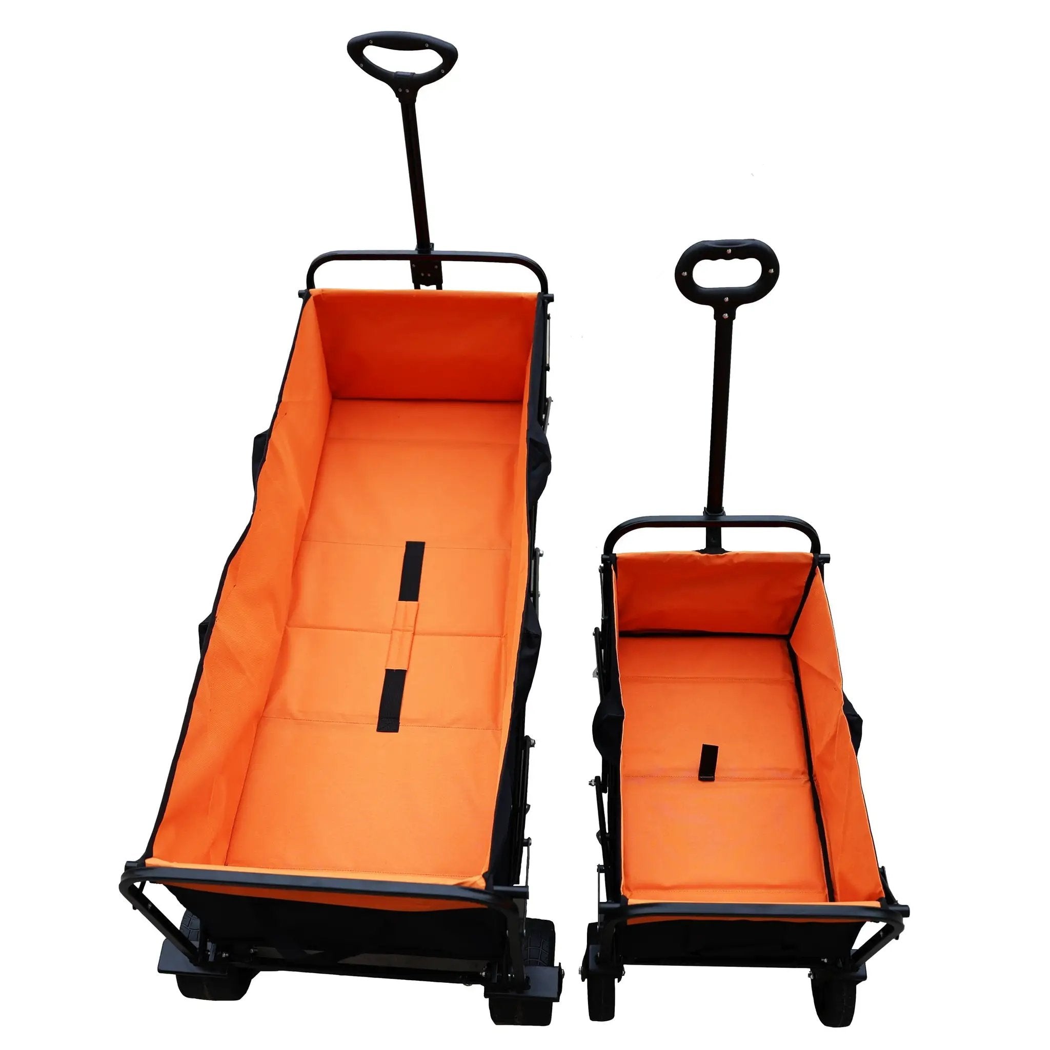 Big Large Capacity Folding Wagon Cart with Extender (Black + Orange) by HouseOfZazla