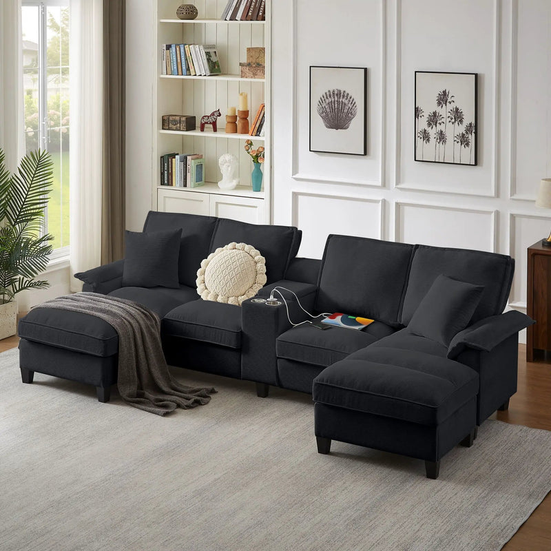 Modern U-Shaped Sectional Sofa Bed With Storage by HouseOfZazla