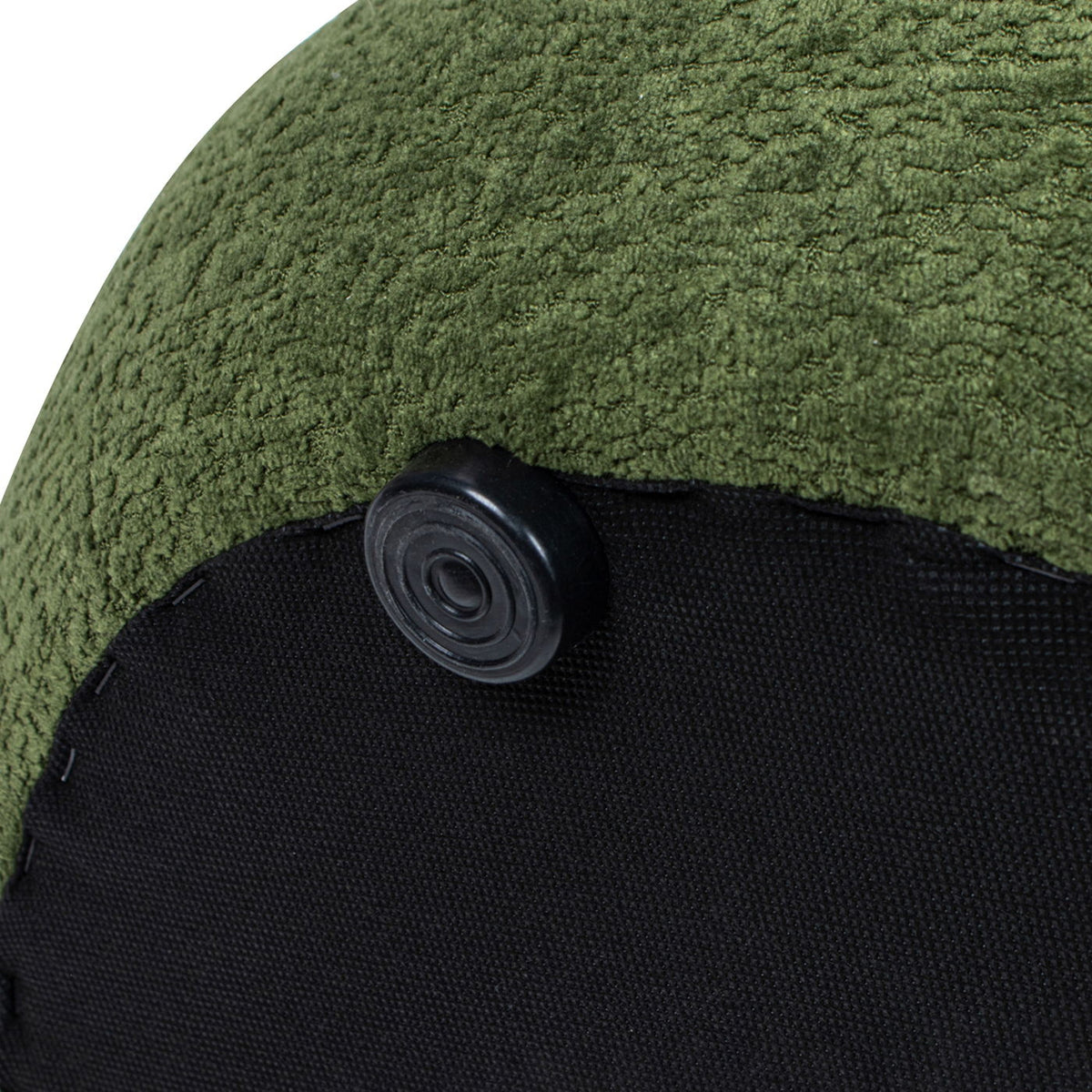 Dark Green Low Round Upholstered Ottoman with Stacked Pouf Design, photo 7 of 7