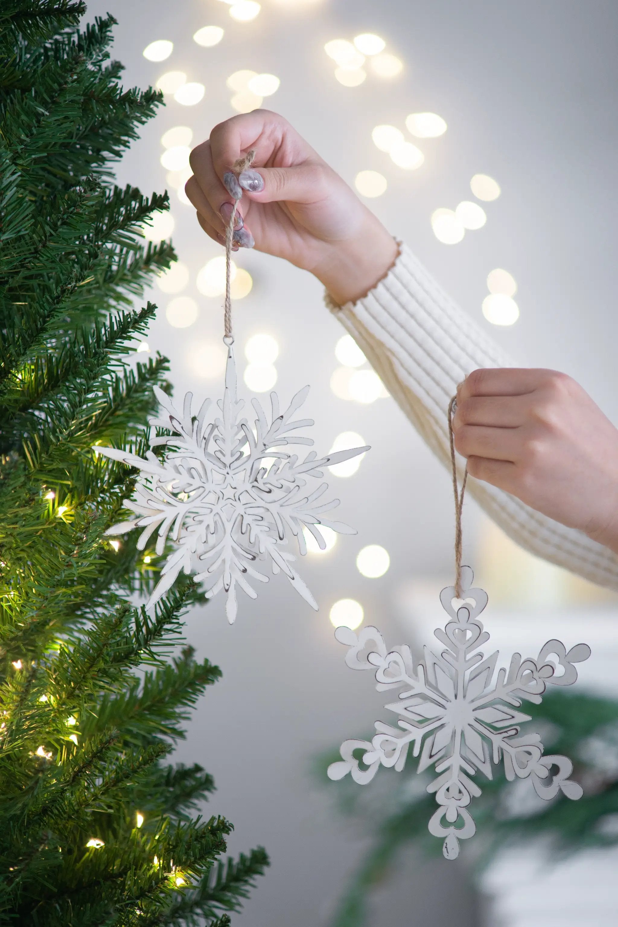 Set of 6 Iron Snowflake Hanger Christmas Tree Ornaments by HouseOfZazla