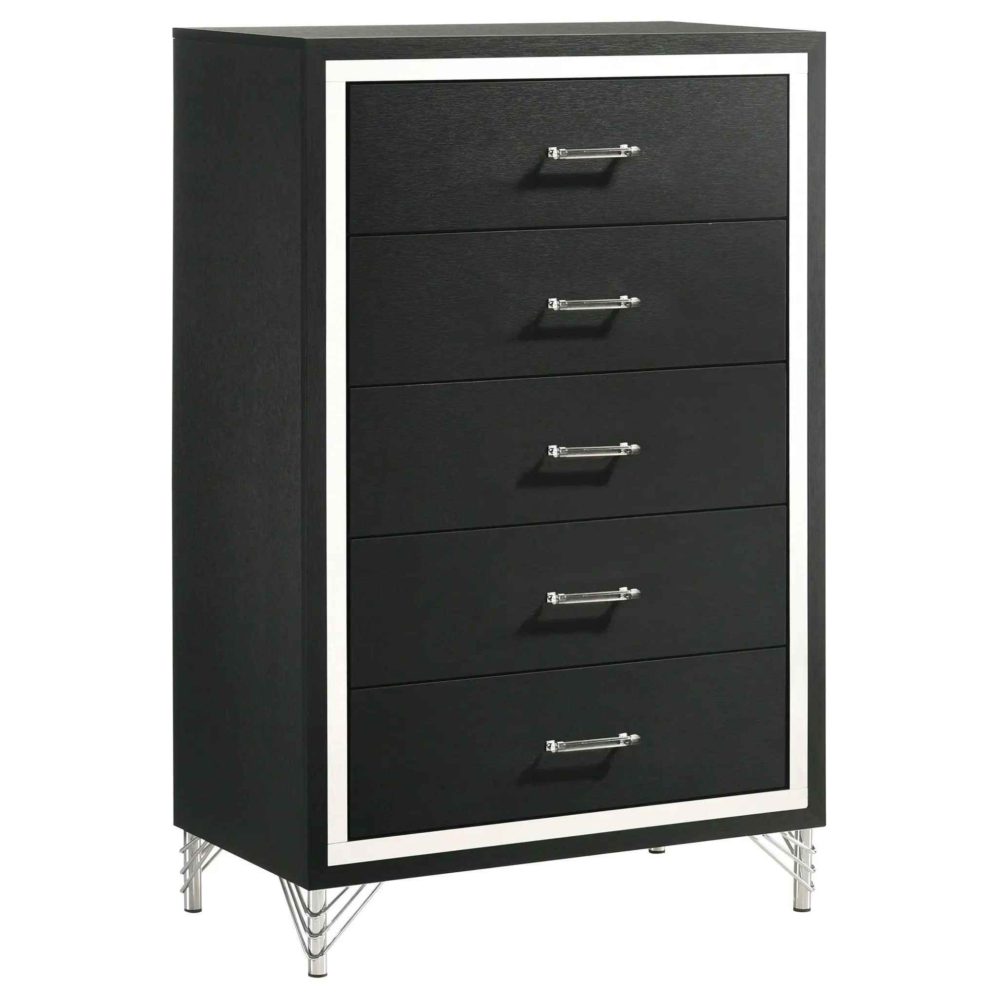 Malcolm - 5 Drawer Bedroom Chest - Black by HouseOfZazla