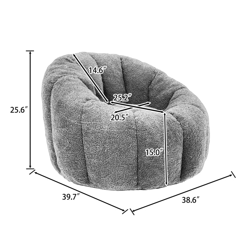 Bean Bag Chair with Armrests - Plush Faux Fur - Dark Gray, photo 4 of 10