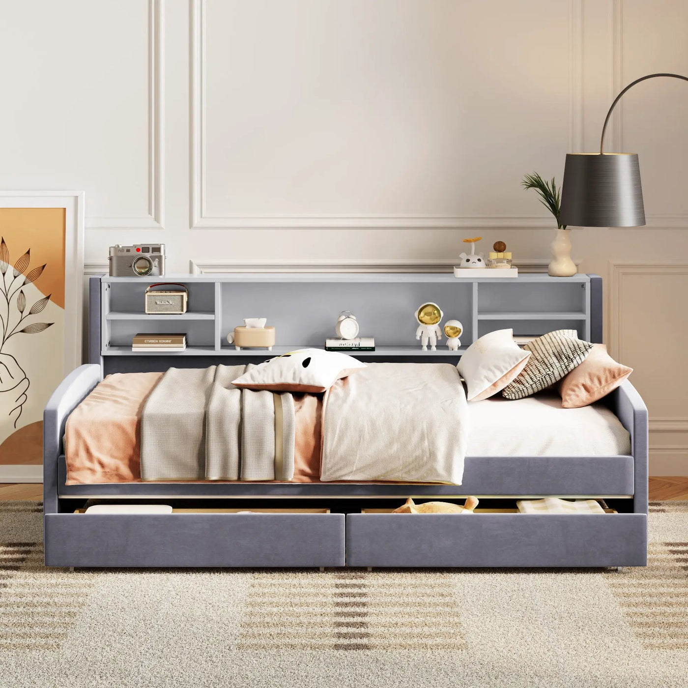 Luxurious Upholstered Platform Bed With Storage Drawers by HouseOfZazla