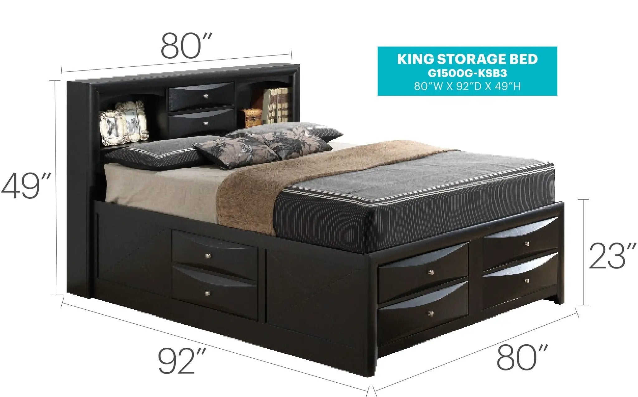 Modern Design Storage Bed With Bookcase Headboard by Unique Piece Furniture