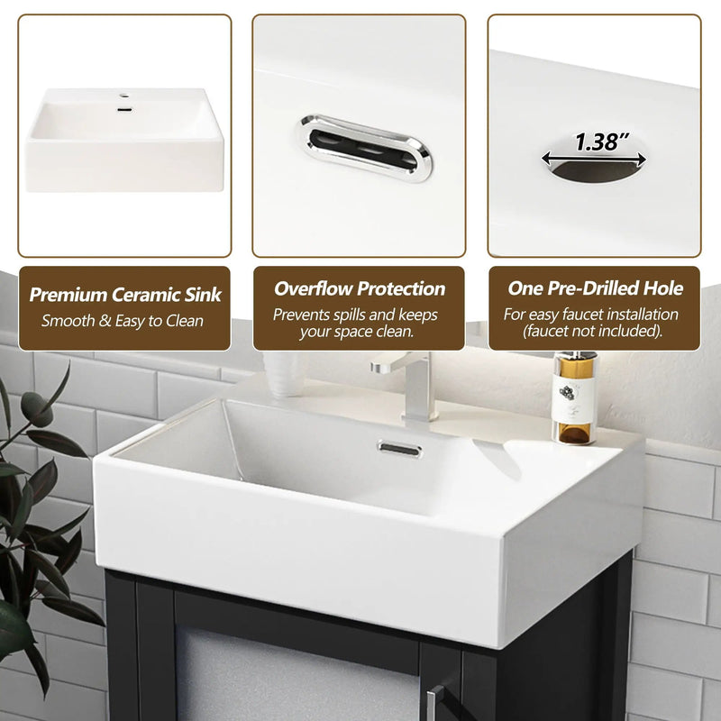 Bathroom Vanity With Ceramic Sink And Ample Storage, Ideal For Small Bathrooms by HouseOfZazla