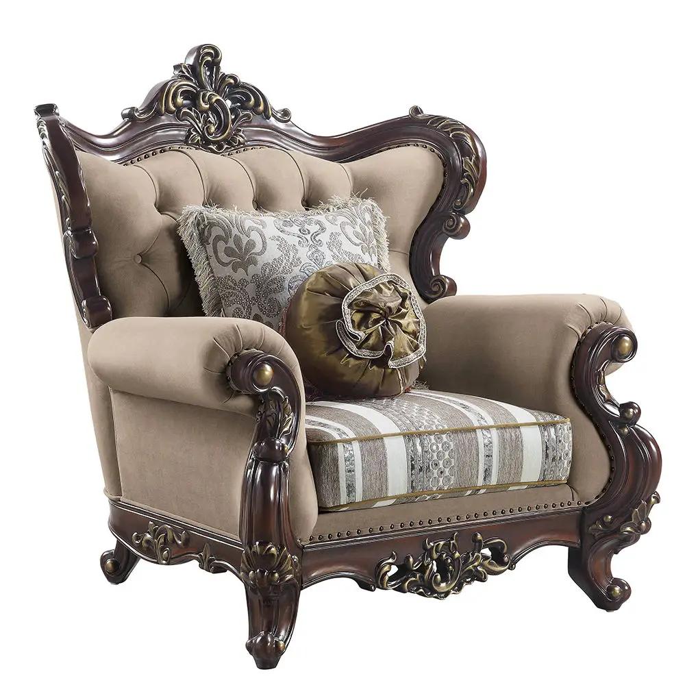 Ragnar - Chair With 2 Pillows - Light Brown Linen & Cherry by Unique Piece Furniture