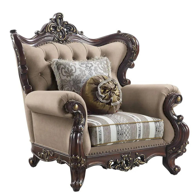 Ragnar - Chair With 2 Pillows - Light Brown Linen & Cherry by Unique Piece Furniture