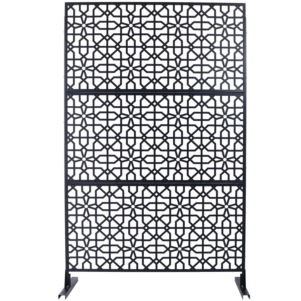 Metal Freestanding Decorative Privacy Screen with Rust-Resistant Finish – Black or White