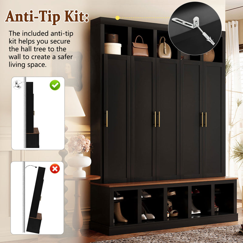 Farmhouse Entryway Storage Cabinet with Coat Closet - Black, photo 8 of 10
