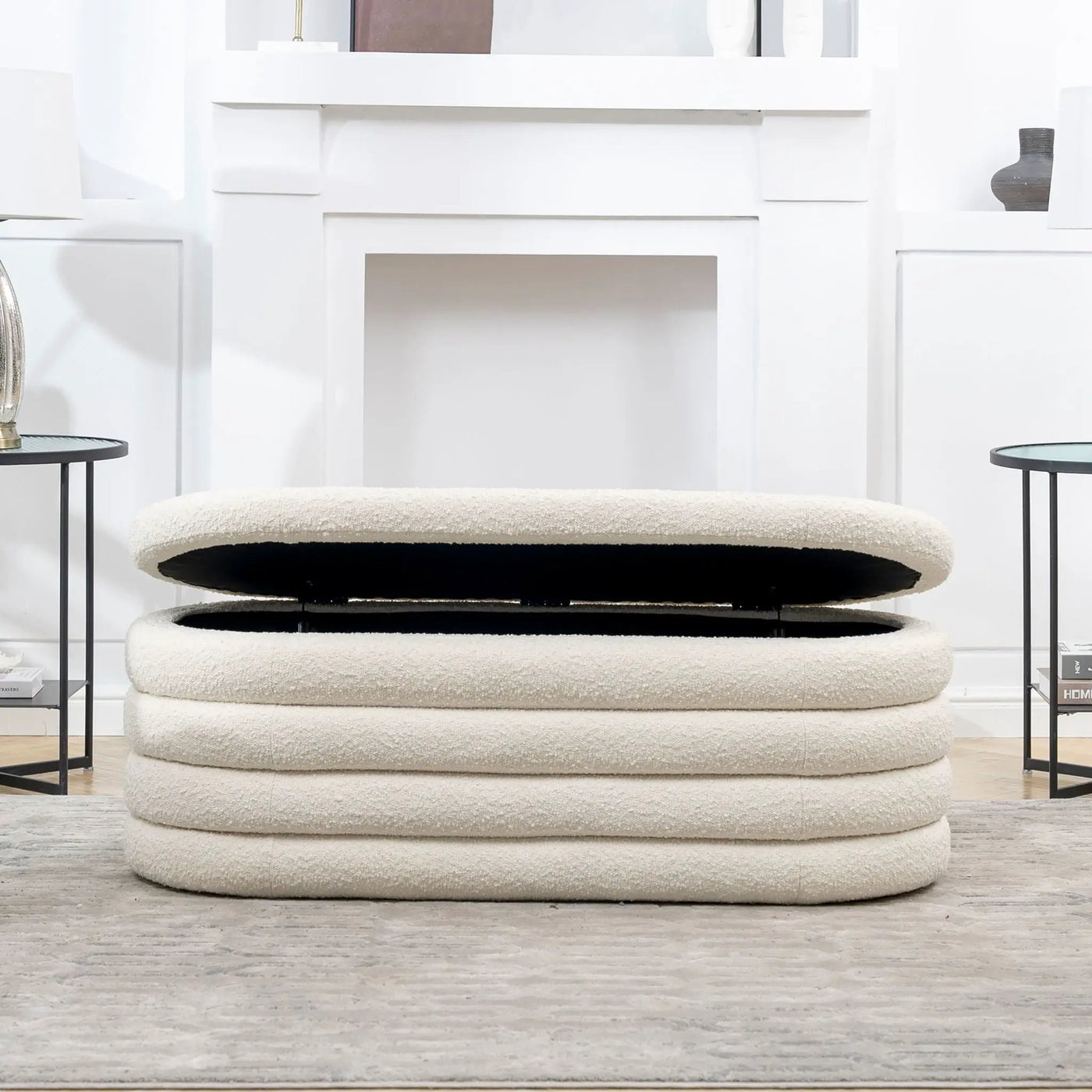 Fuji - Upholstered Oval Storage Bench by HouseOfZazla