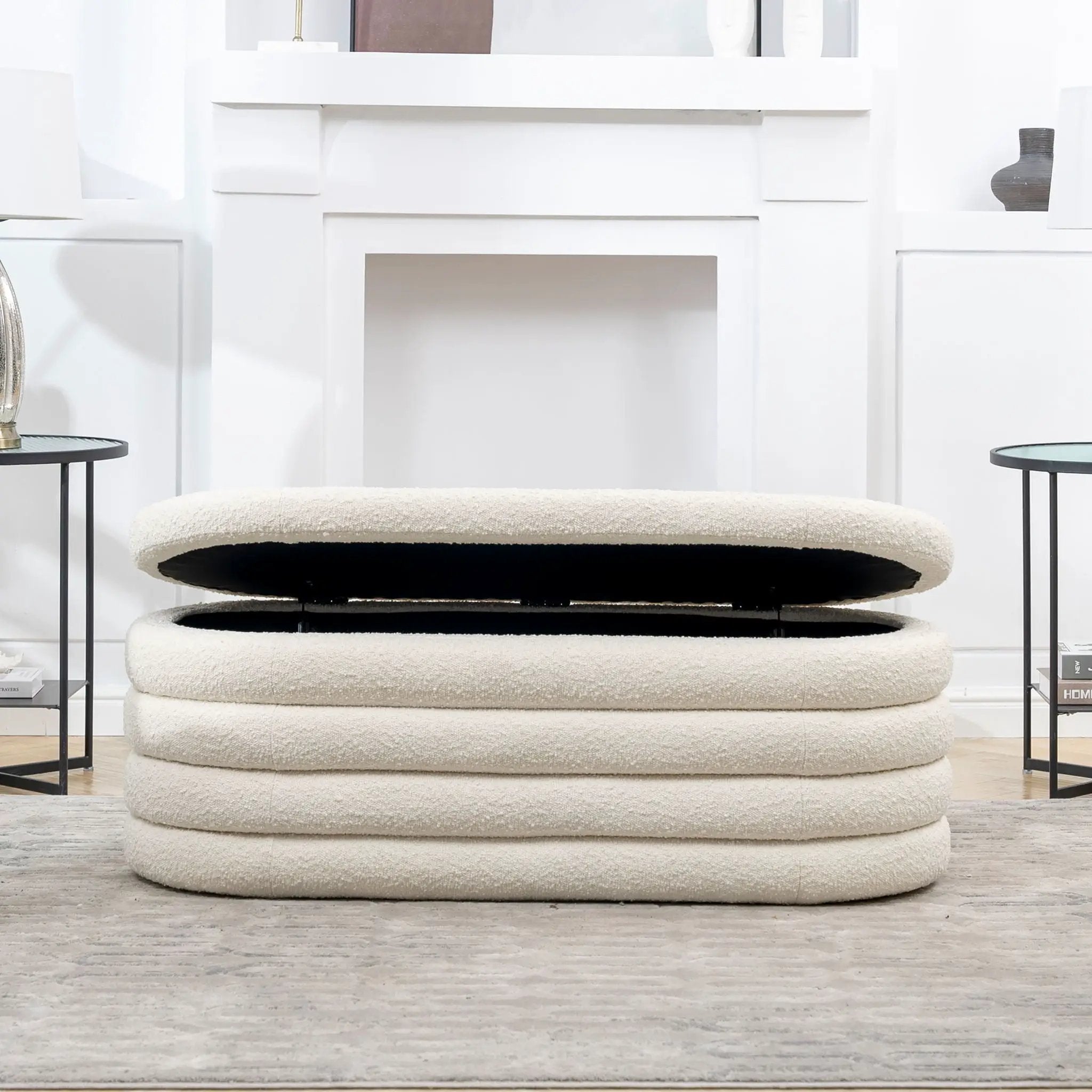 Fuji - Upholstered Oval Storage Bench by HouseOfZazla