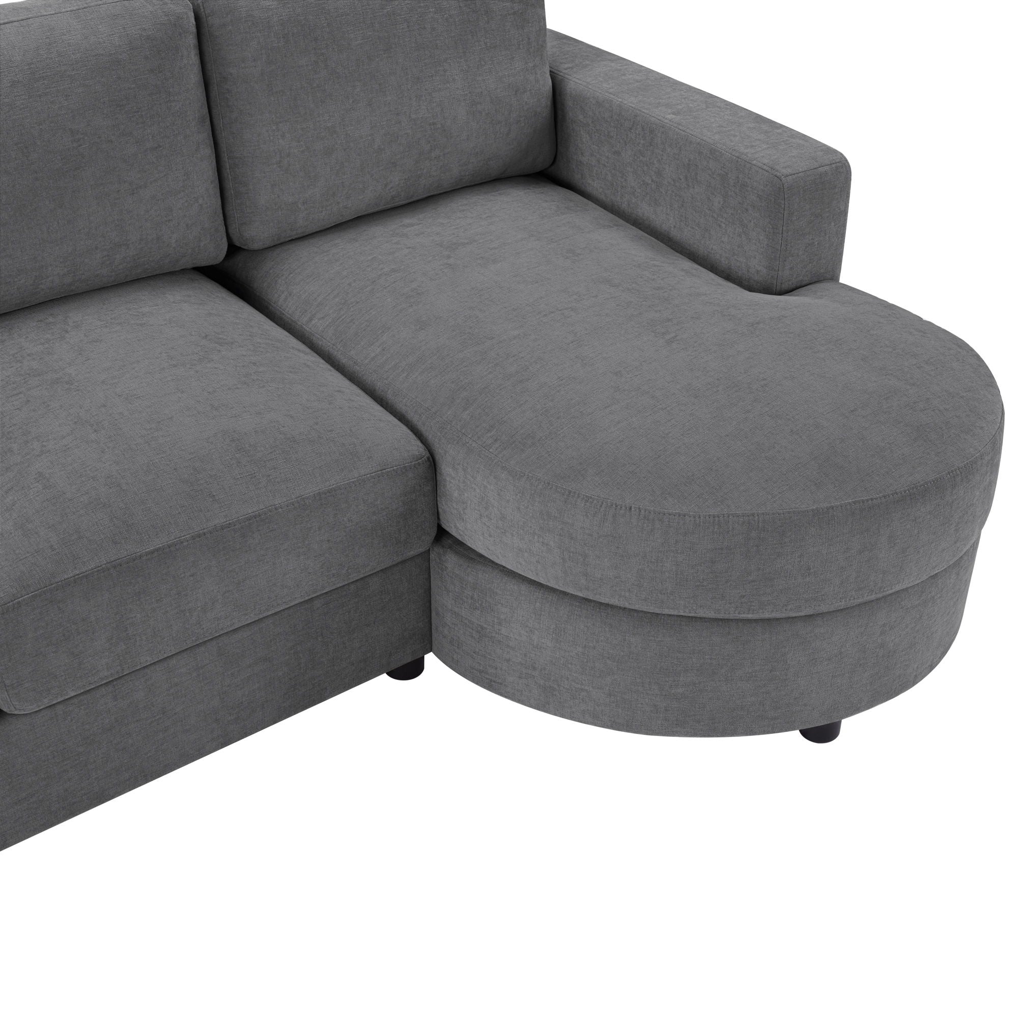 Modern L-Shaped Sectional Sofa With Curved Chaise, USB Ports, And Side Storage Pockets by HouseOfZazla