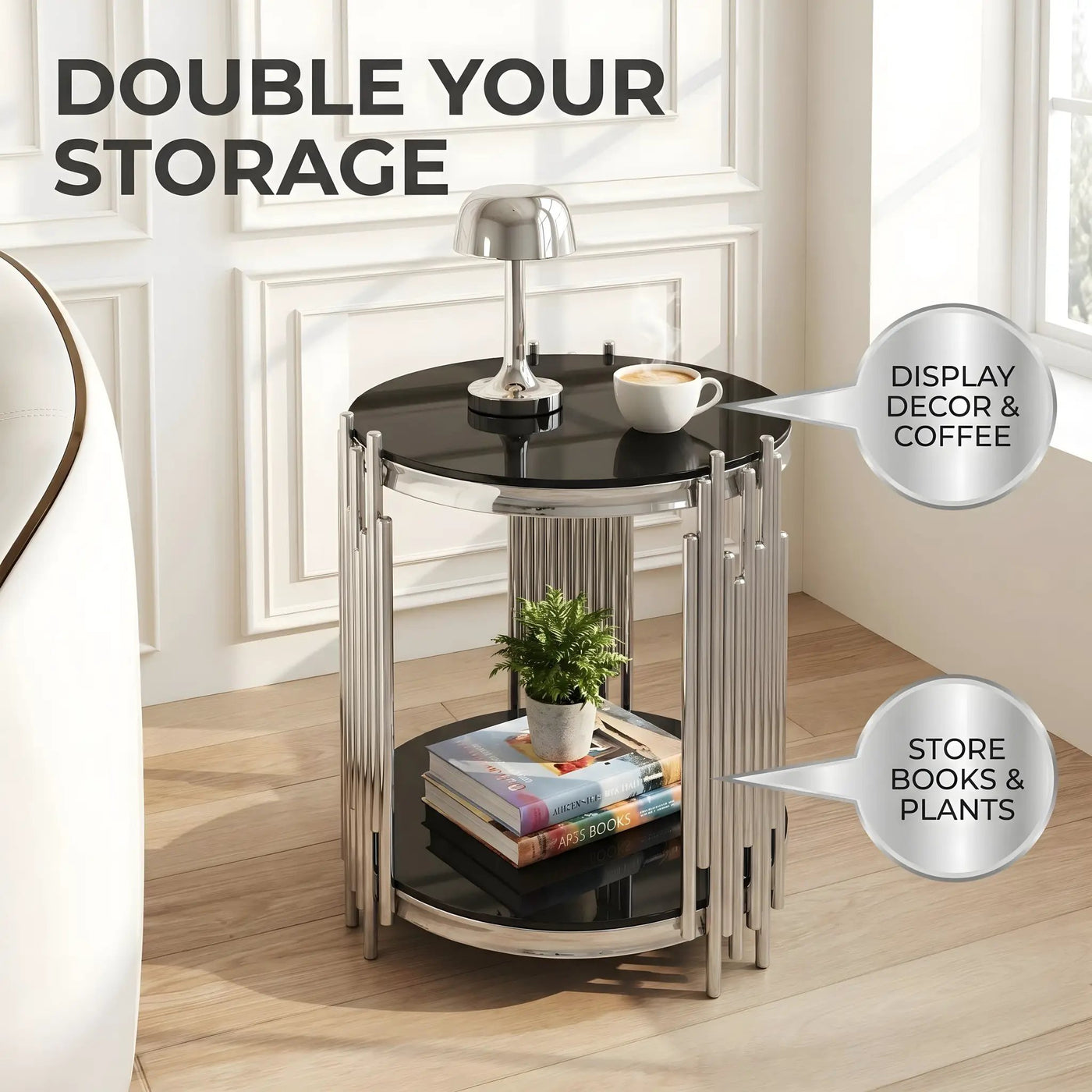 Modern Luxury Coffee Table and Side Table Set, 2-Piece Oval by HouseOfZazla