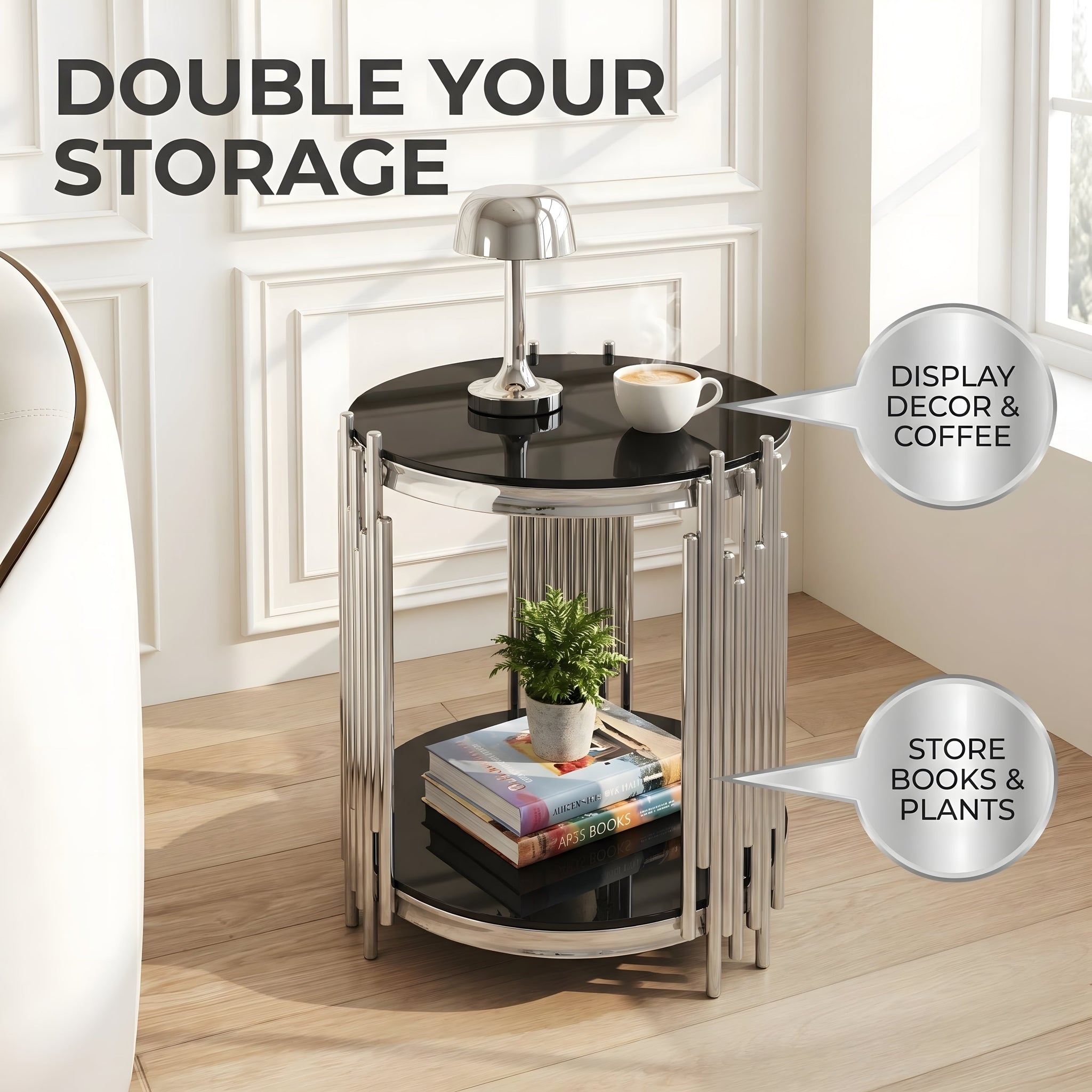 Modern Luxury Coffee Table and Side Table Set, 2-Piece Oval by HouseOfZazla