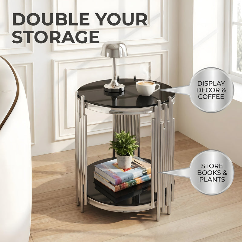 Modern Luxury Coffee Table and Side Table Set, 2-Piece Oval by HouseOfZazla